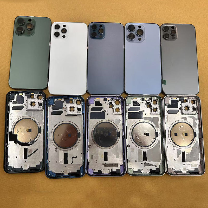 Nắp lưng thay thế lắp ráp đầy đủ kính mờ cho iPhone 12 Pro/12 Pro Max/13 Pro/13 Pro Max/14 Pro/14 Pro Max, tương thích sạc không dây, sửa chữa vỏ sau với đầy đủ phụ kiện, kính trống có thể tùy chỉnh cho khắc laser & in lụa logo