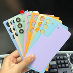 Matte Adhesive Back Replacement Cover For Samsung S21/S22/S23/S24/S25/S26 Plus Ultra Series, Wireless Charging Compatible, Blank Repair Rear Housing Support Custom Silk Screen Hot Stamping Laser Engraving Logo Printing